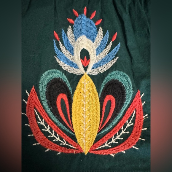 Anthropologie Green Embroidered Long Sleeve Dress - Picture 5 of 10